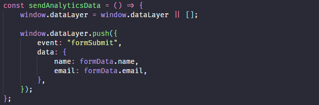 example dataLayer push code